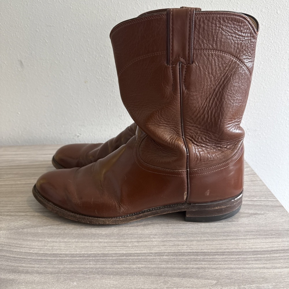 Vtg 90s Justin Boots 3802 Cowboy Western Brown Leather Boots Mens Sz 12 D